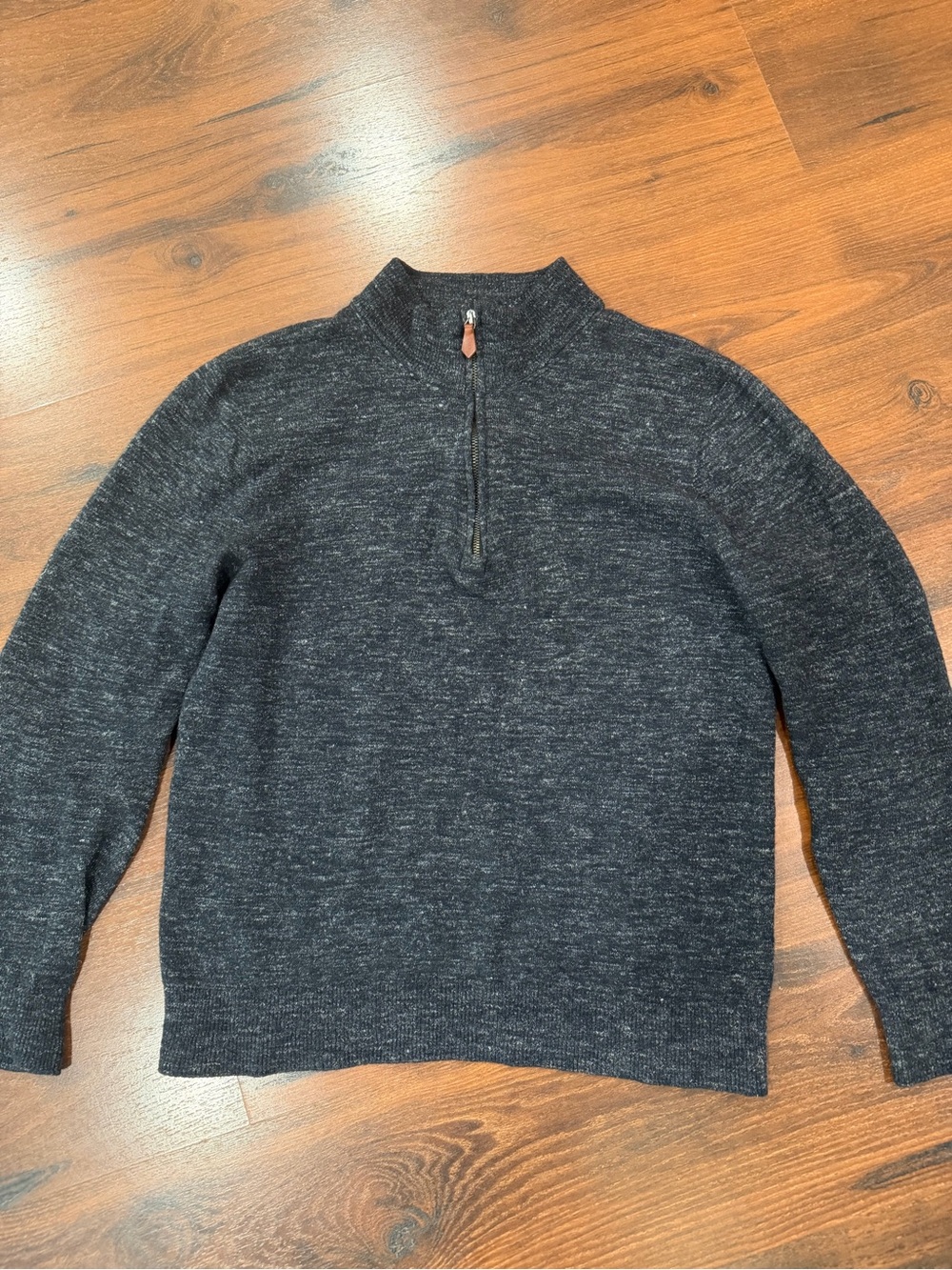 Inis Meáin men's Half-Zip Sweater wool dark gray Sz Small